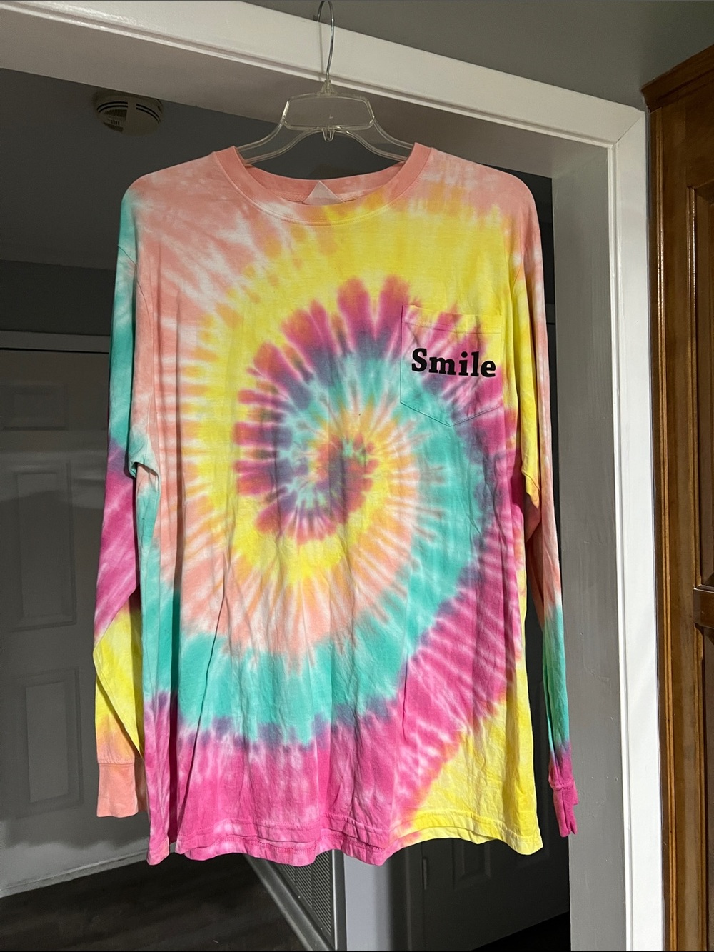 Women’s Smile Tie-Dye Long Sleeve Tee - Multicolor